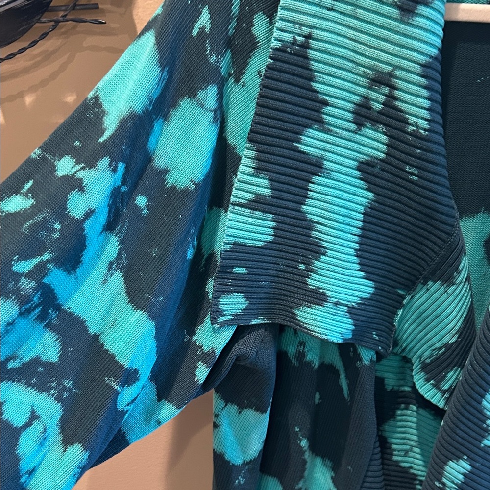 Teal and Navy Tie-Dye Cardigan - Picture 4 of 5